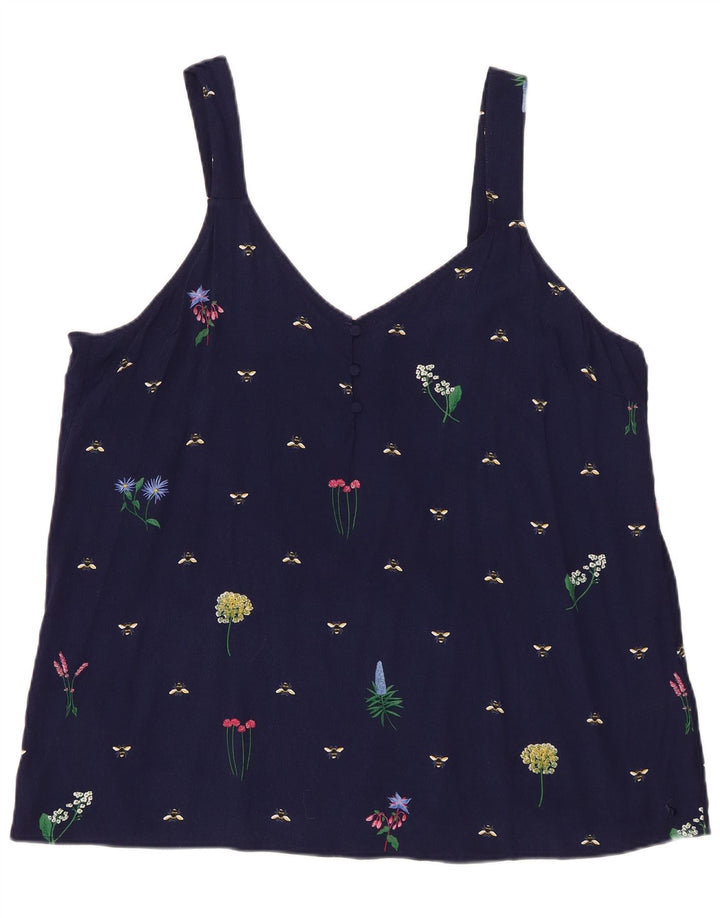Joules kvinders abstrakt mønster Cami Top UK 20 2XL Navy Blue Viscose