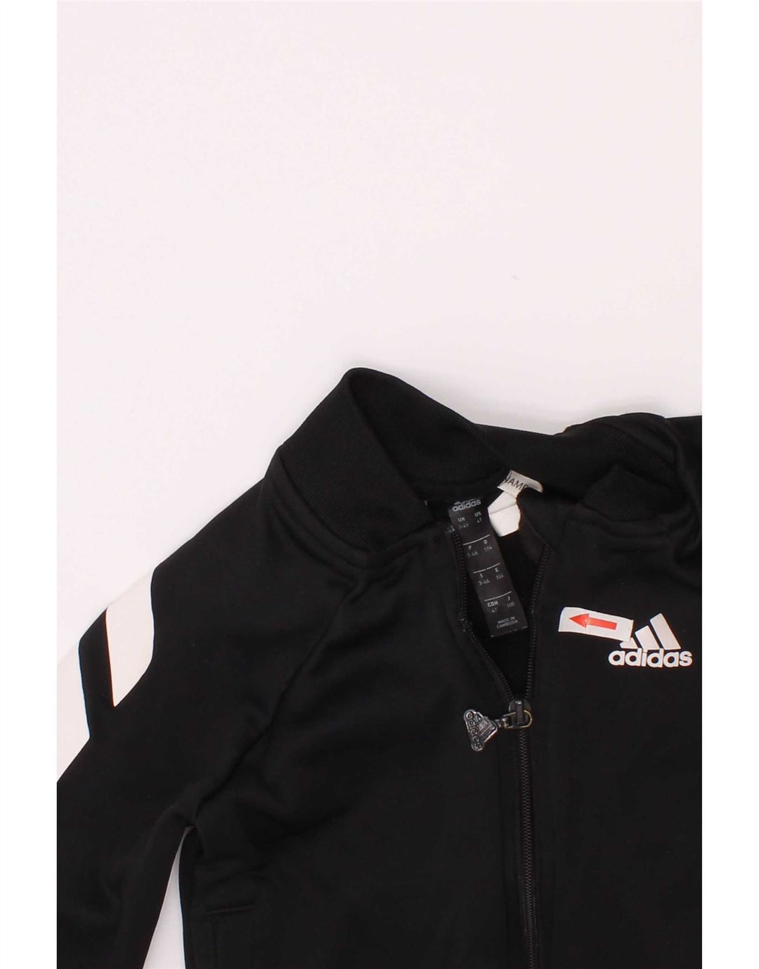 Adidas Drenge Træningsdragt Topjakke 3-4 År Sort Colourblock Polyester