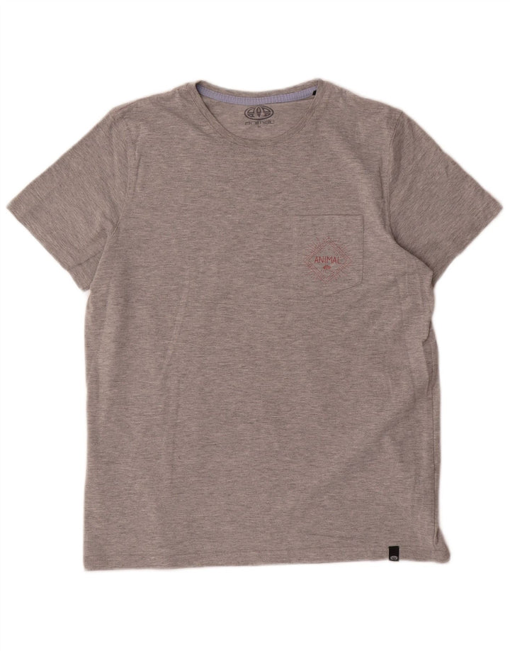 Animal Herre grafisk T-shirt top mellemgrå bomuld