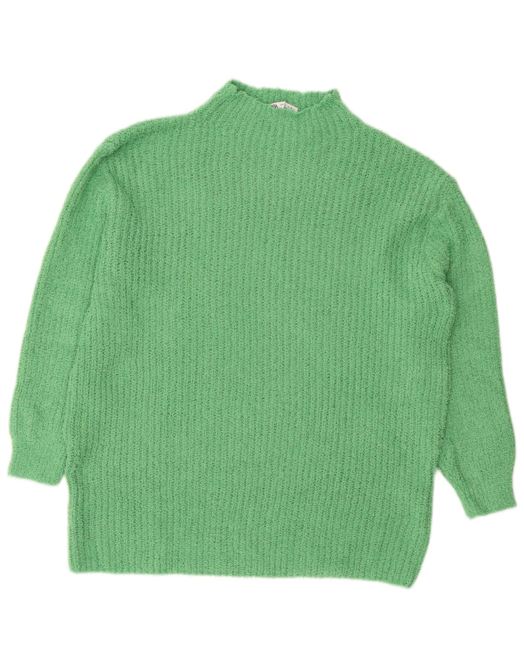 Zara Dame Turtle Neck Jumper Sweater UK 10 Small Green Polyester