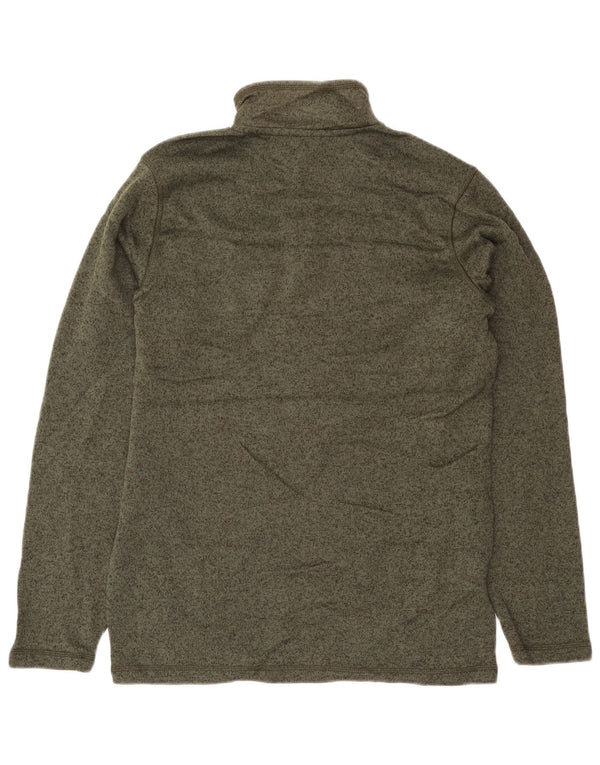 Eddie Bauer Herre høj knap hals sweatshirt jumper medium Khaki Flecked