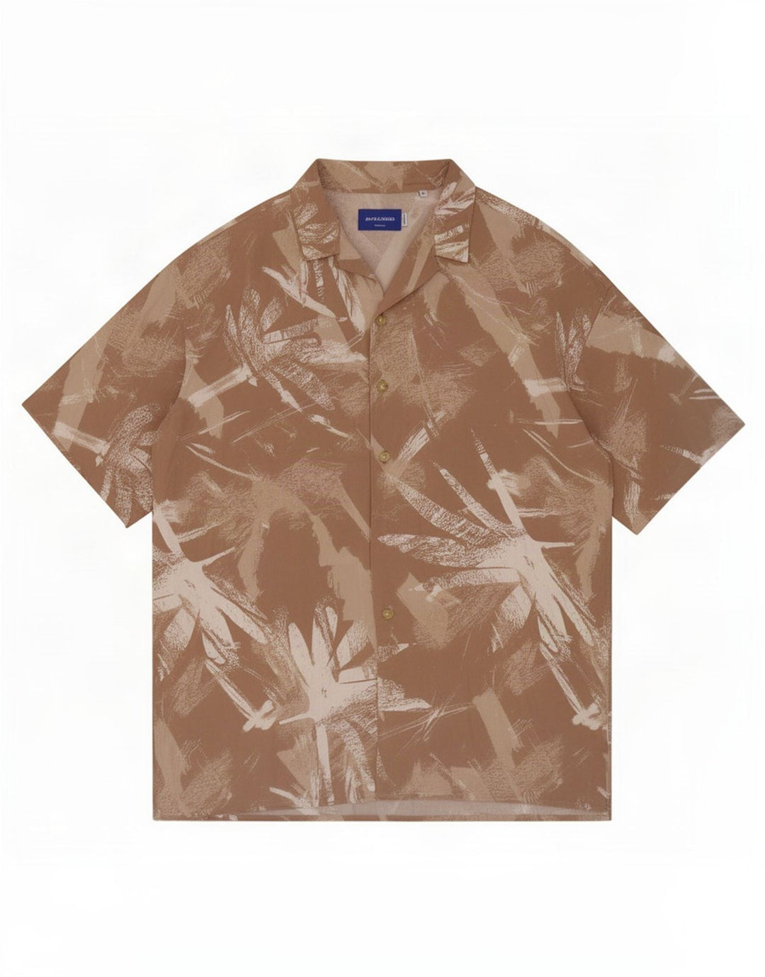 Jack & Jones Herre abstrakt mønster kortærmet skjorte medium beige viskose