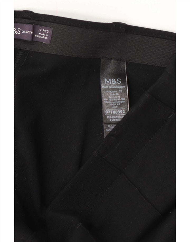 Marks & Spencer Womens Straight Suit Trousers UK 12 Medium W32 L30 Black