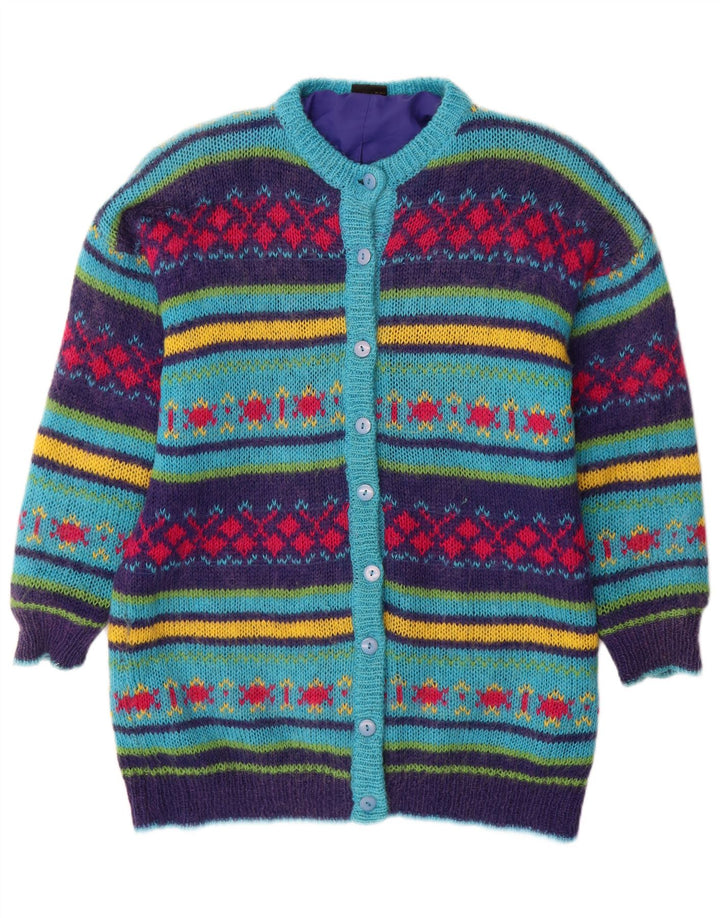 Vintage dame cardigan sweater UK 14 Medium Multicolored Fair Isle