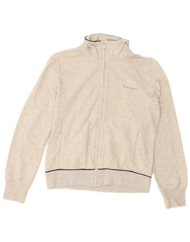 CHAMPION Womens Crop træningsdragt topjakke UK 14 Stor grå flækket bomuld