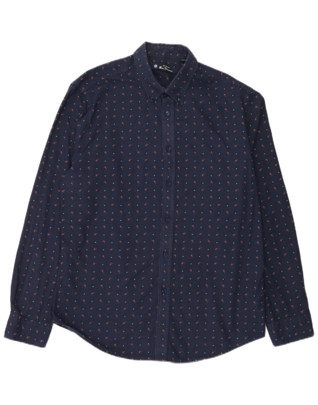 Ben Sherman herreskjorte stor marineblå plettet bomuld
