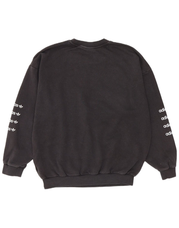 Adidas Womens Graphic Oversized Sweatshirt Jumper UK 16 Large Black Bomuld