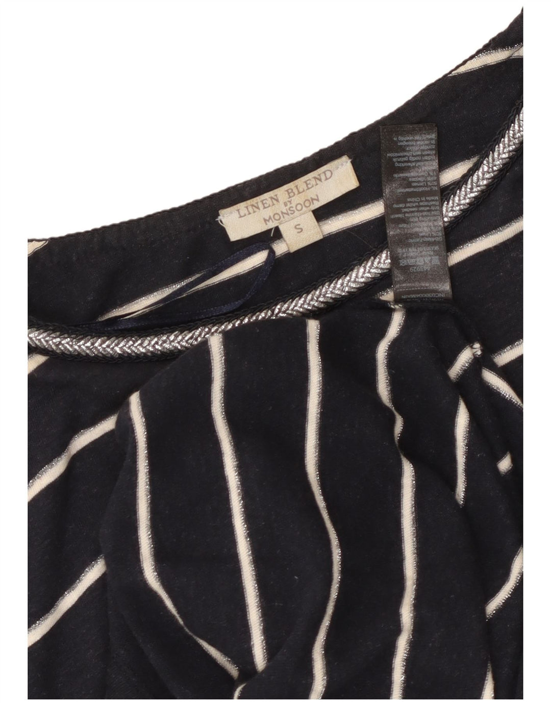 MONSOON T-shirtkjole til kvinder UK 10 Lille marineblå stribet linned