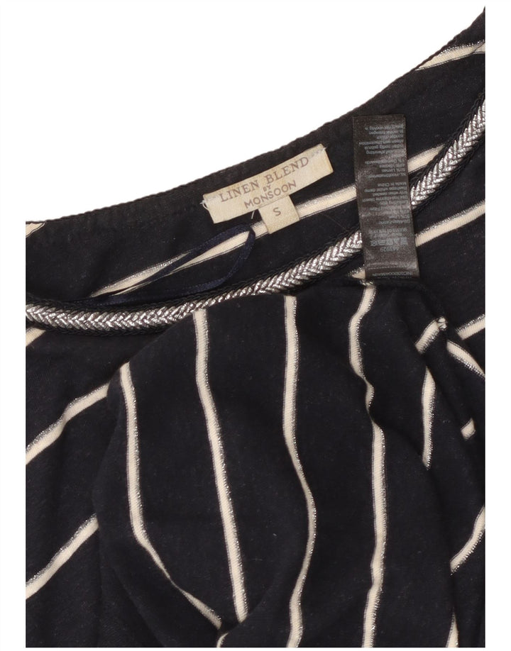 MONSOON T-shirtkjole til kvinder UK 10 Lille marineblå stribet linned