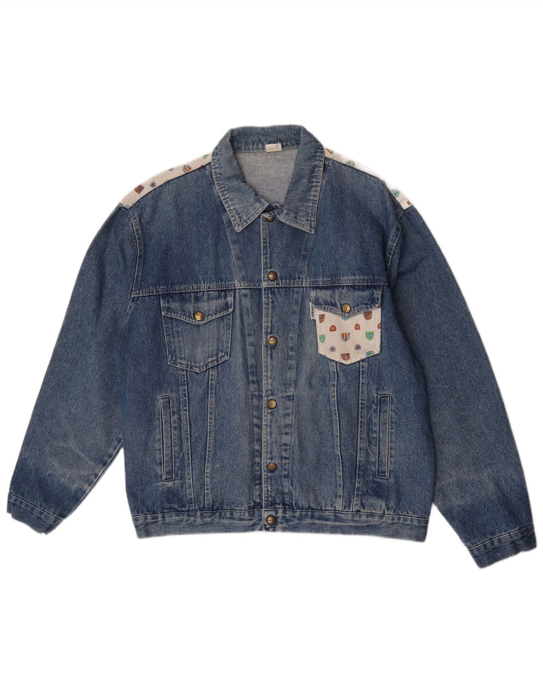CLARK Denimjakke til mænd UK 40 Large Blue Patchwork