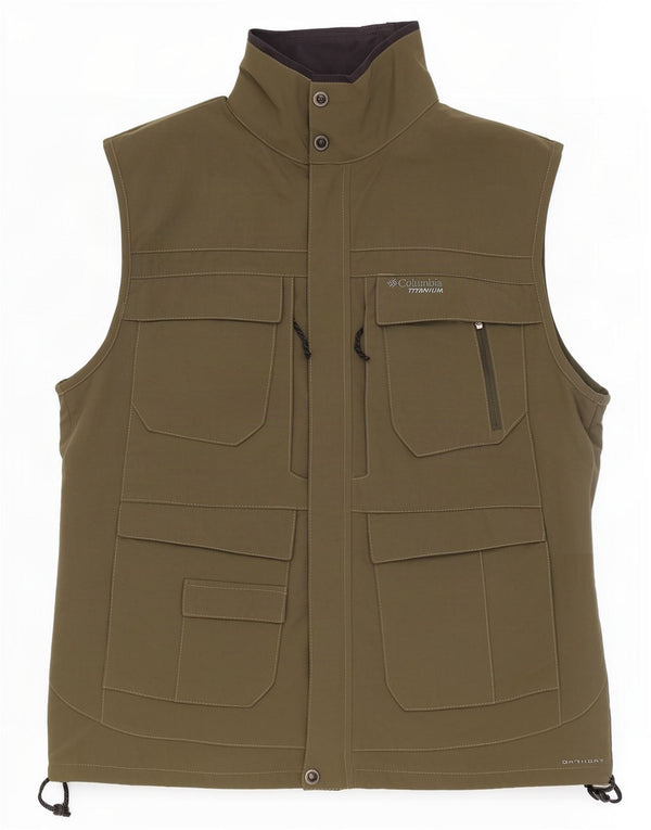 Columbia Mens Utility Gilet UK 38 Medium Khaki Nylon