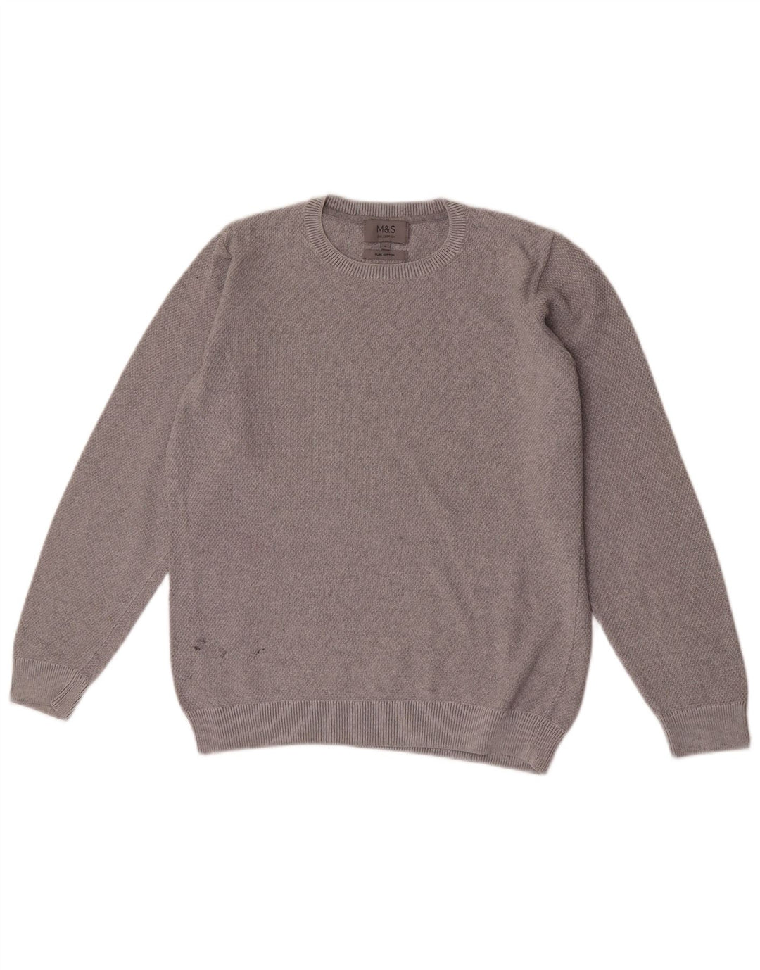 Marks & Spencer Herre sweater med rund hals, lille grå bomuld