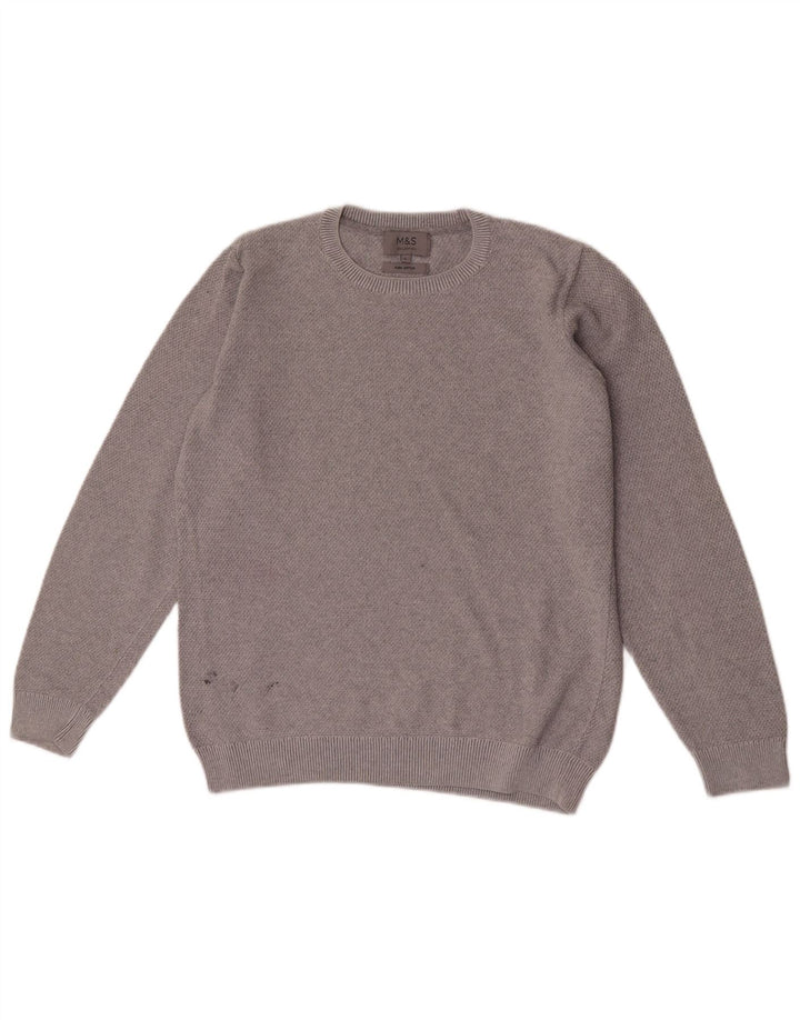 Marks & Spencer Herre sweater med rund hals, lille grå bomuld