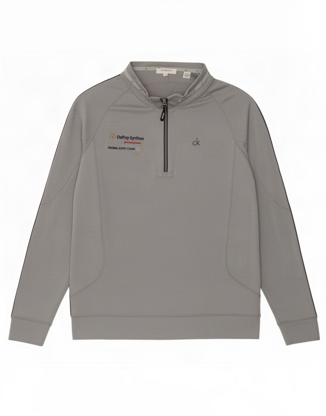 Calvin Klein Herre Grafisk Zip Neck Pullover Træningsdragt Top Stor Grå