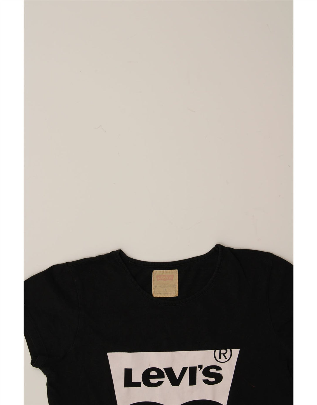 LEVI'S Girls Graphic T-Shirt Top 15-16 Years Black Vintage Levi's and Second-Hand Levi's from Messina Hembry 
