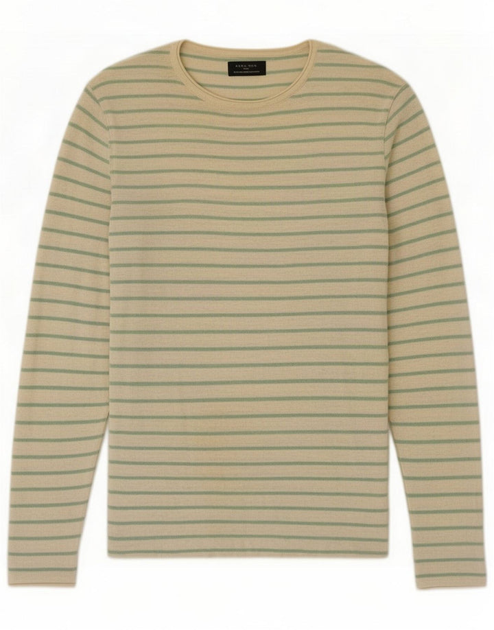 Zara Herre Top Langærmet Stor Off White Stribet