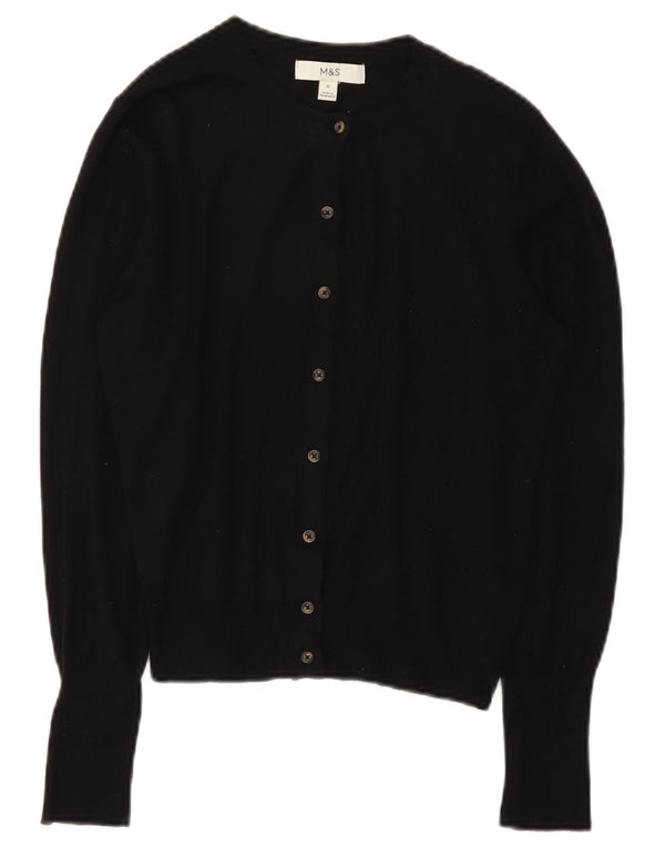 Marks & Spencer Womens Crop Cardigan Sweater UK 12 Medium Black Viscose