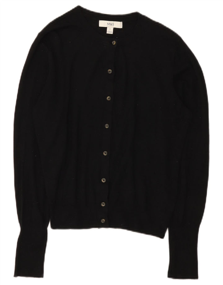 Marks & Spencer Womens Crop Cardigan Sweater UK 12 Medium Black Viscose