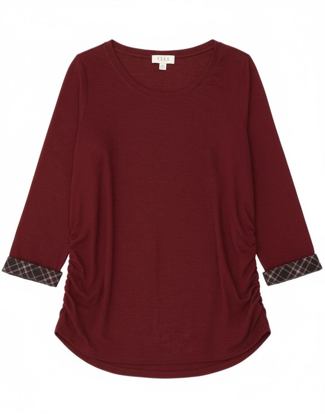 Elle Dame 3/4 ærmet Tunika Top UK 20 2XL Burgundy Polyester