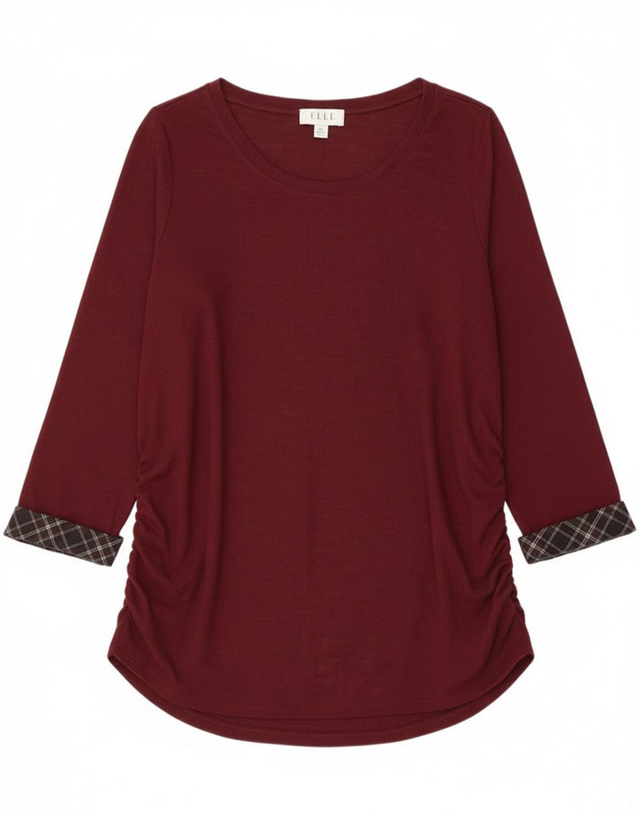 Elle Dame 3/4 ærmet Tunika Top UK 20 2XL Burgundy Polyester