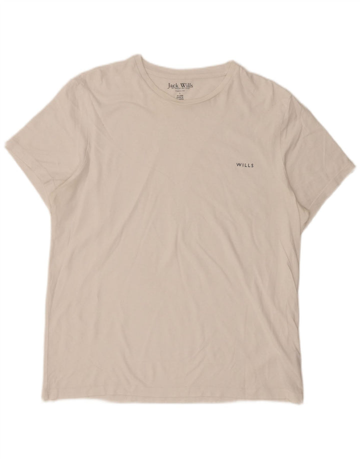 Jack Wills Herre Classic Fit T-Shirt Top Stor Hvid Bomuld