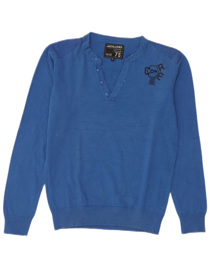 Jack & Jones Herre V-hals sweater mellemblå bomuld