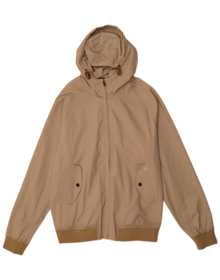 BEN SHERMAN Mens Hooded Bomber Jacket UK 38 Medium Beige Cotton