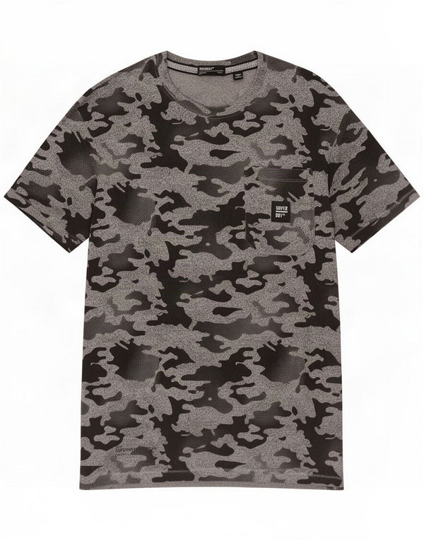 Superdry Herre T-shirt Top Medium Grey Camouflage Cotton