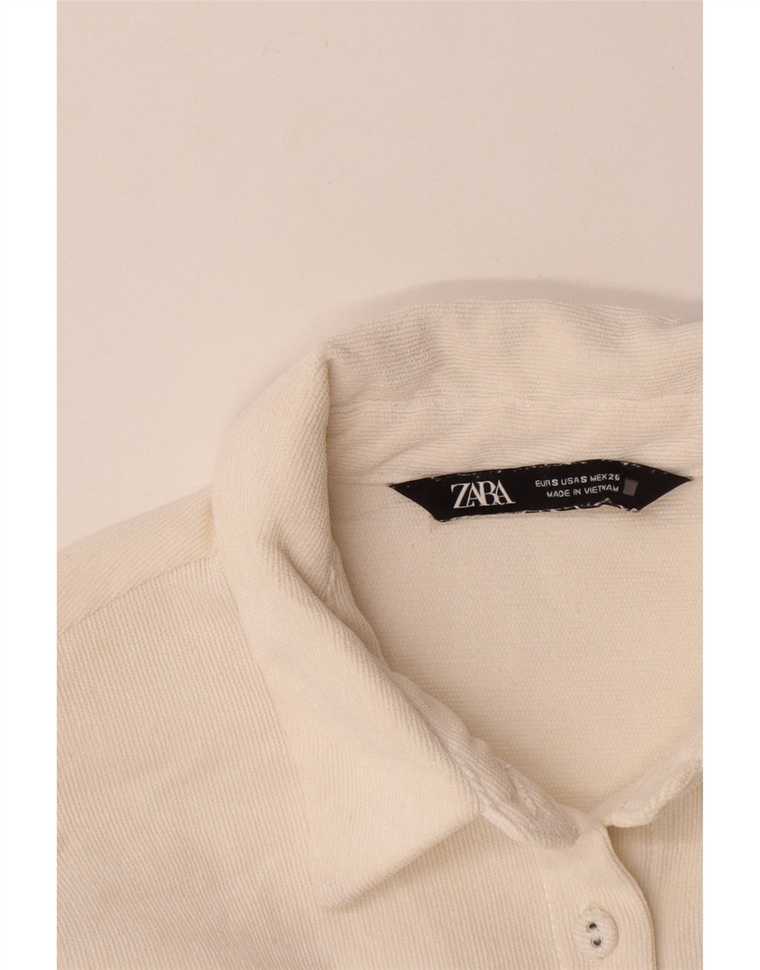 Zara Dame Oversized Corduroy Shirt UK 10 Small White Polyester