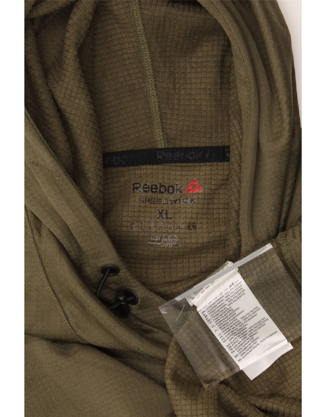 REEBOK Mens Hoodie Jumper XL Khaki Polyester Vintage Reebok and Second-Hand Reebok from Messina Hembry 