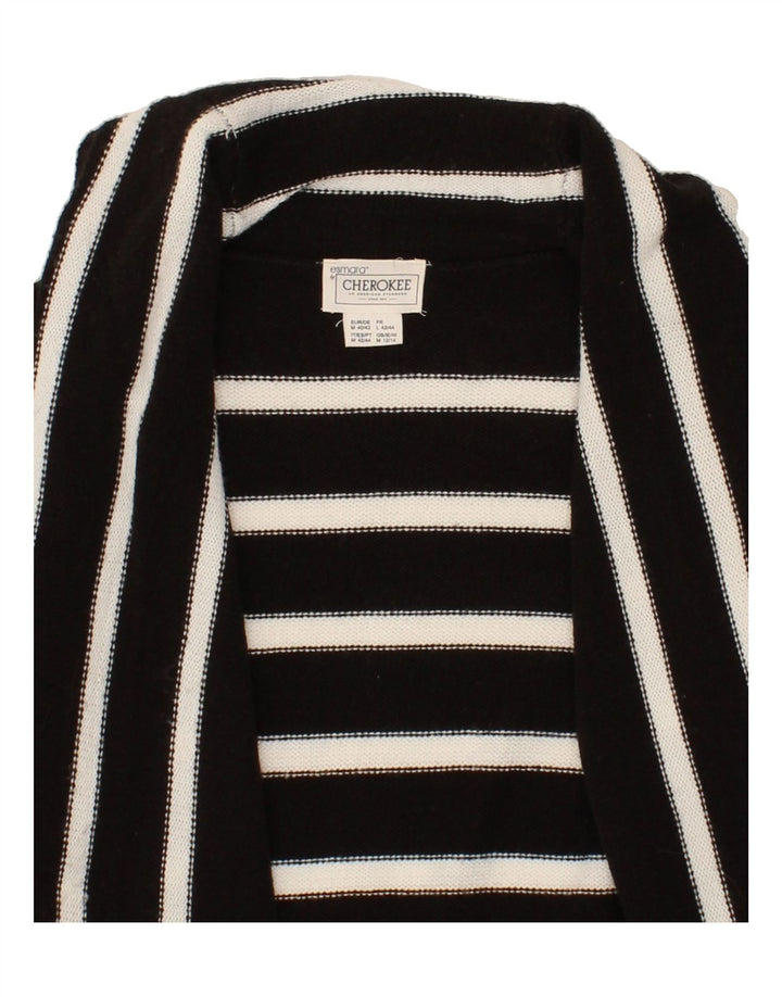 CHEROKEE Womens Longline Cardigan Sweater UK 14 Medium Black Striped Vintage Cherokee and Second-Hand Cherokee from Messina Hembry 