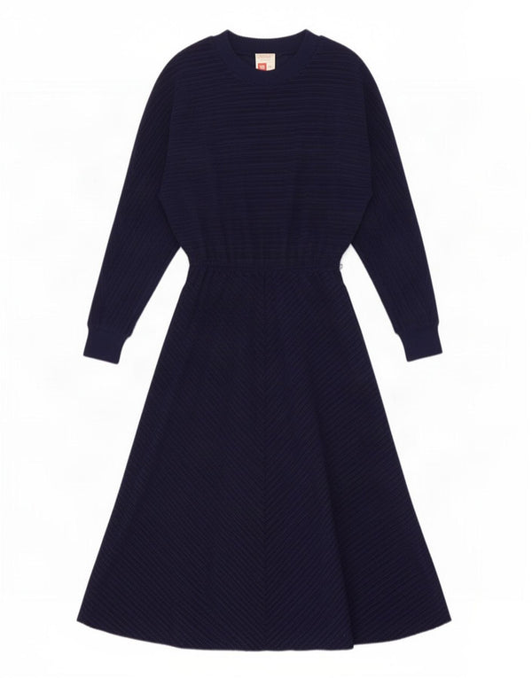 St Michael Dame Langærmet Maxikjole UK 10 Small Navy Blue Pinstripe