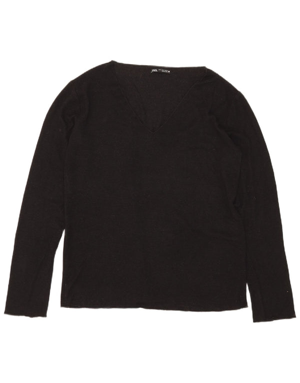Zara Womens Top Long Sleeve UK 18 XL Black