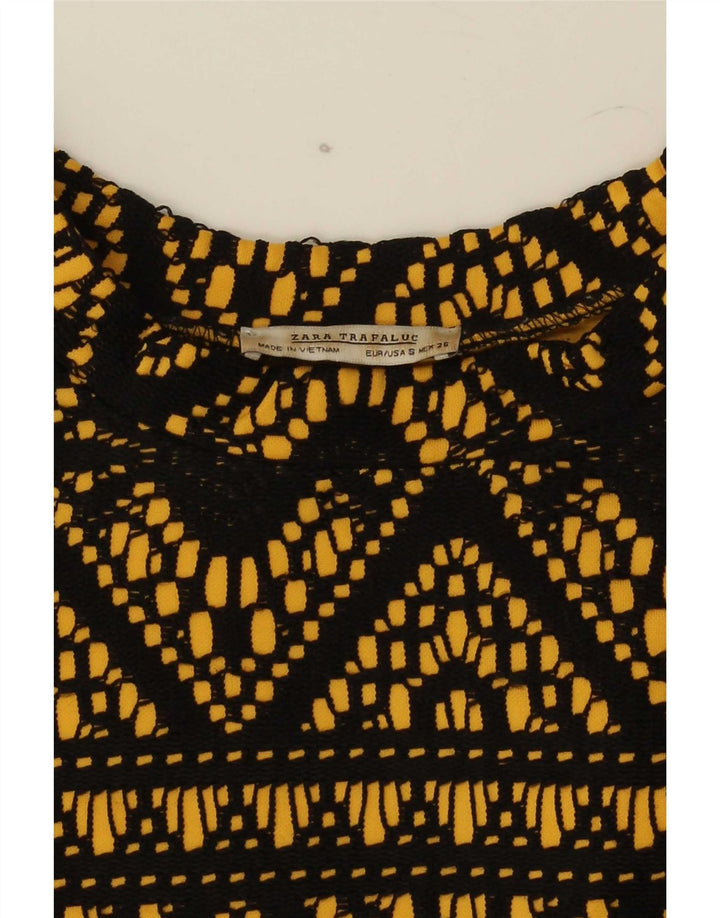 Zara Dame Trafaluc Oversized Top 3/4 ærme UK 10 Lille Sort Geometrisk