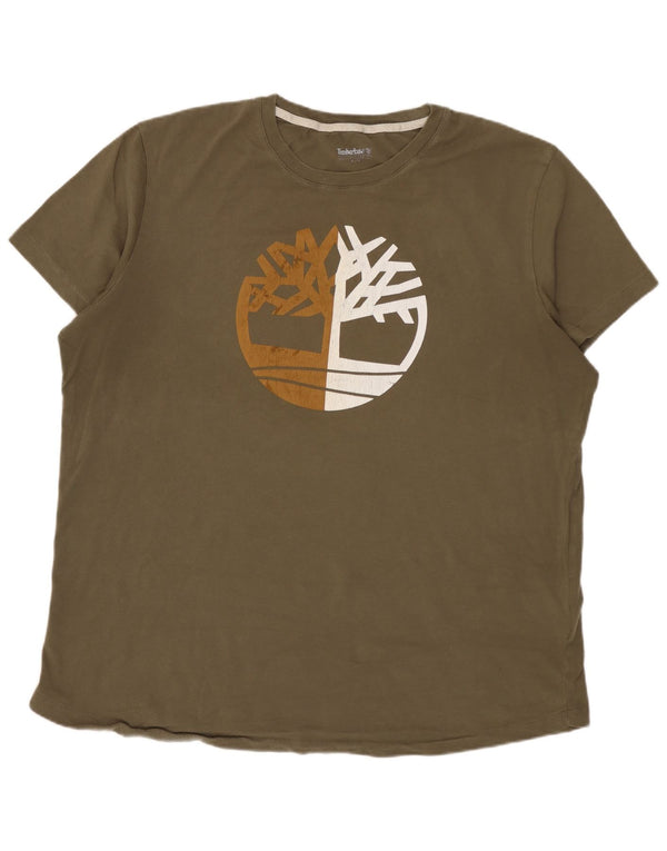 TIMBERLAND Herre grafisk T-shirt top XL Khaki Bomuld