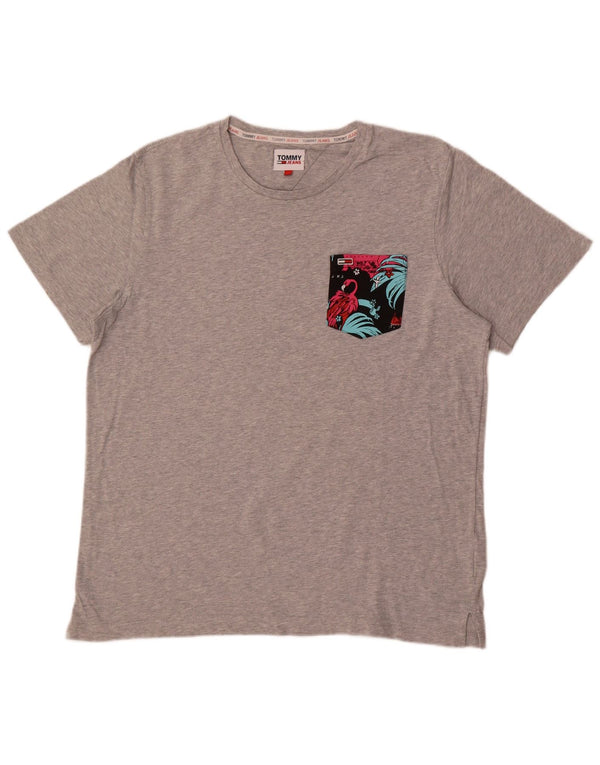 Tommy Hilfiger Dame T-Shirt Top UK 20 2XL Grå Flecked Bomuld