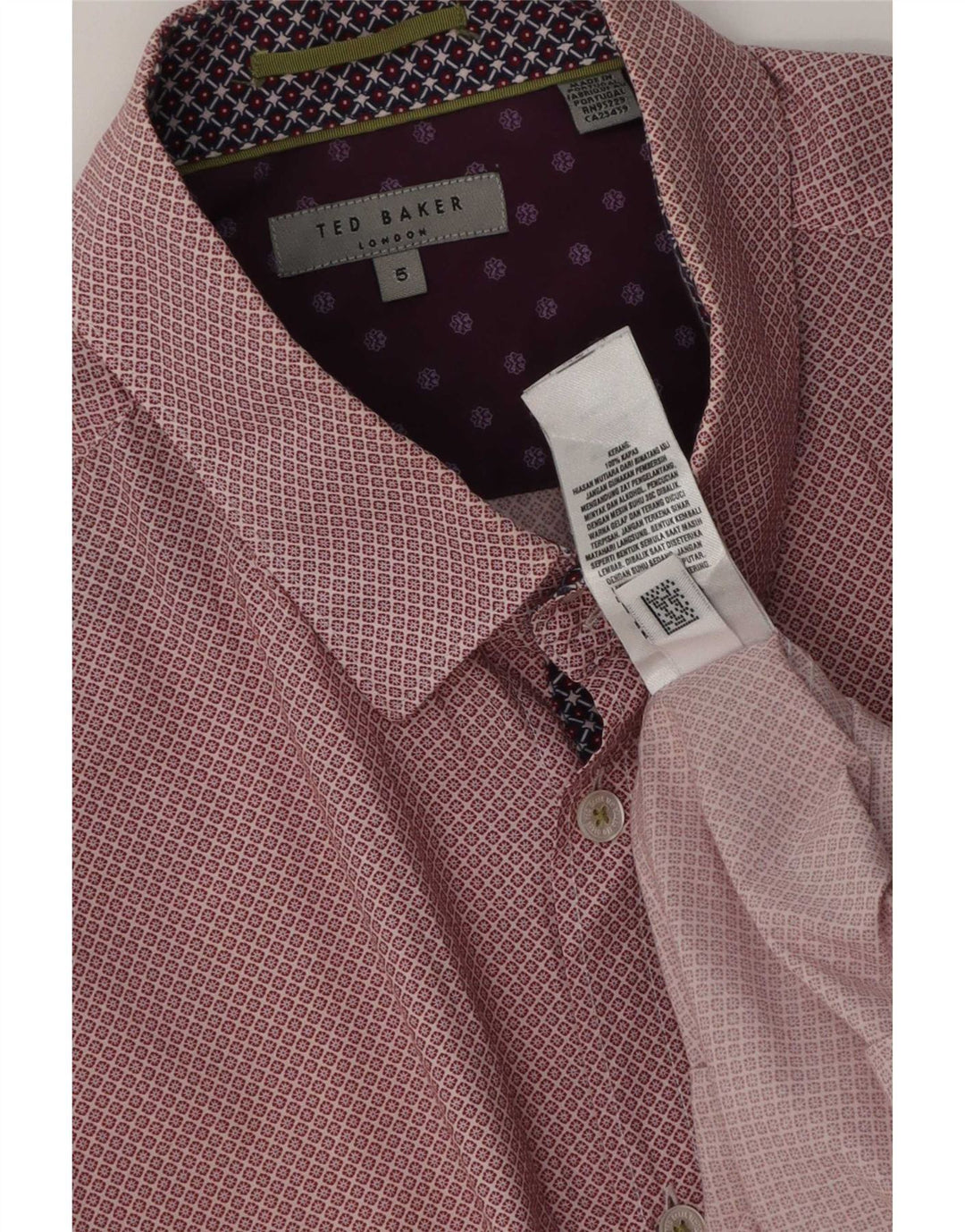 Ted Baker herreskjorte str. 5 XL Rød blomstret bomuld