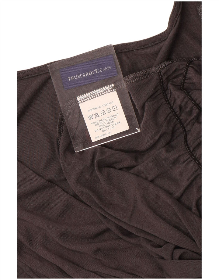 Trussardi Jeans Dame Langærmet Bluse Top UK 16 Stor Grå Modal