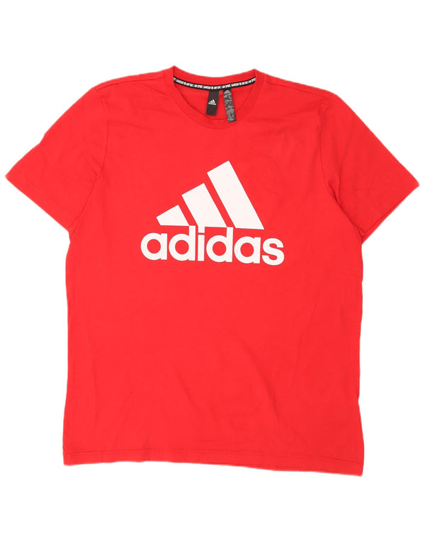 Adidas Grafisk T-Shirt Top til mænd XL Rød Bomuld