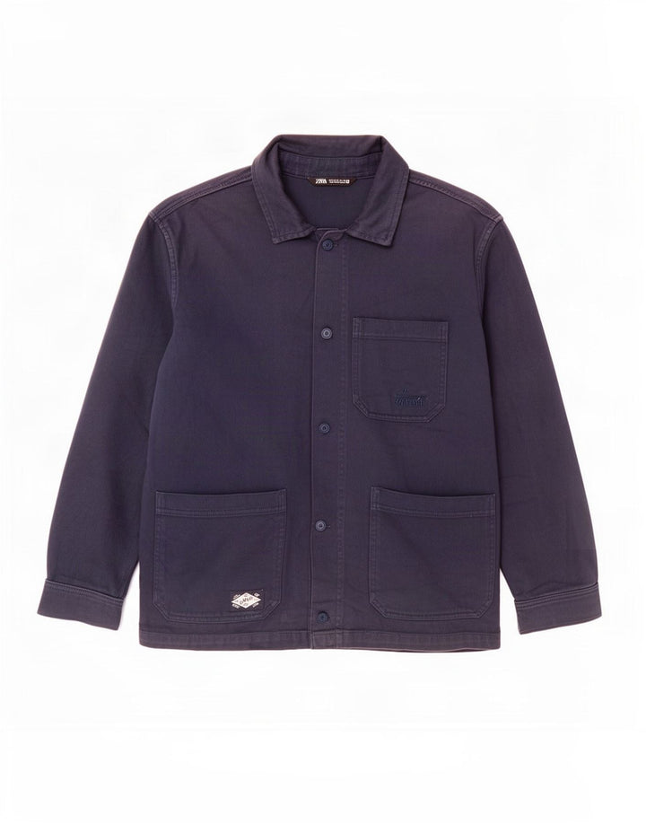 Zara Herre Utility Jacket UK 42 XL Navy Blue Cotton