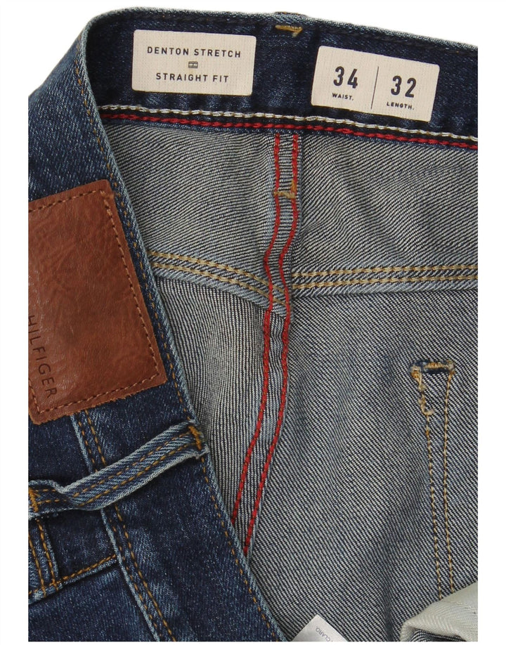 TOMMY HILFIGER Herre Denton Straight Jeans W34 L27 Marineblå Bomuld