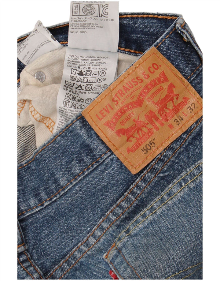 Levi's Herre 505 Straight Jeans W34 L32 Blå Bomuld