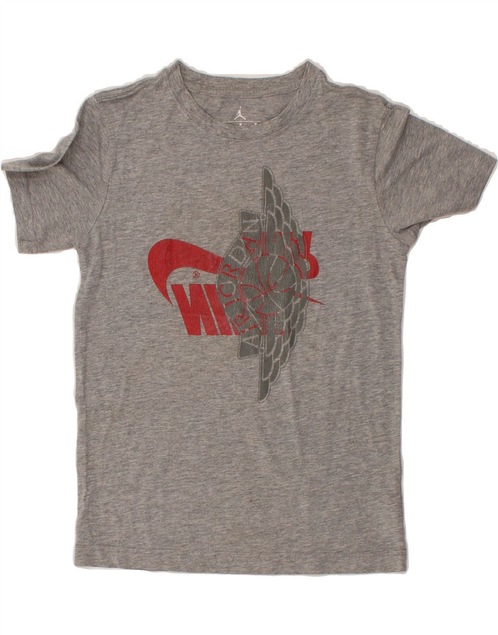 JORDAN Boys Graphic T-Shirt Top 10-11 Years Medium Grey Spotted Vintage Jordan and Second-Hand Jordan from Messina Hembry 