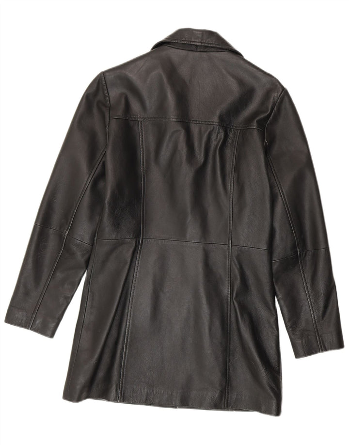 Vintage læderfrakke til kvinder UK 14 Medium sort læder