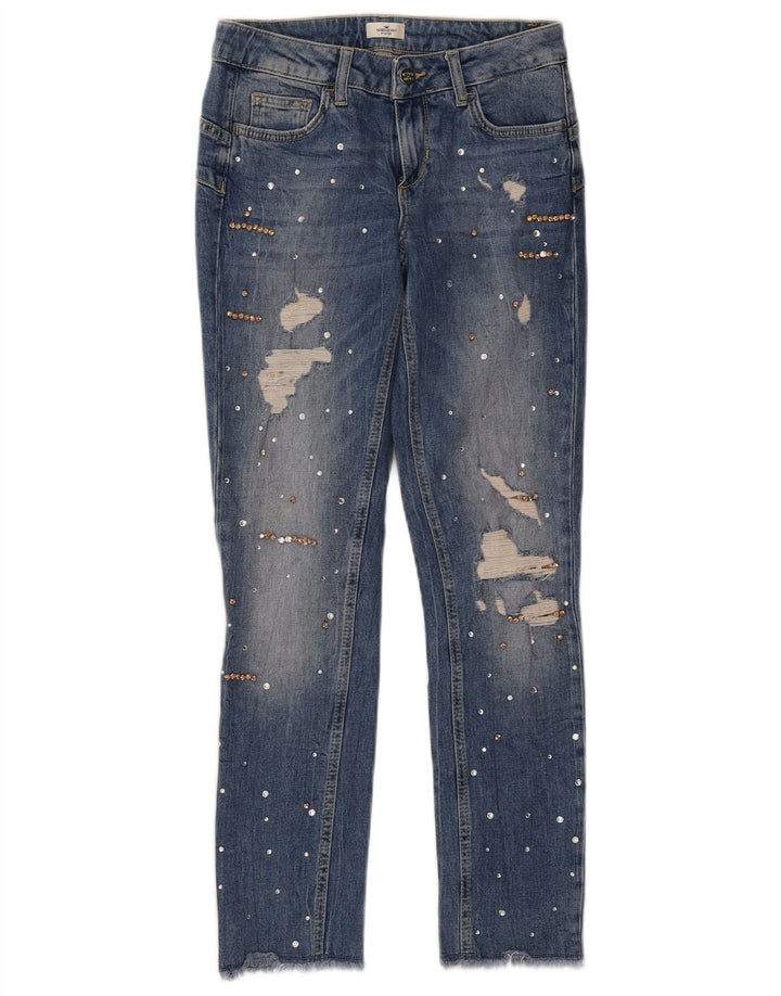 Liu Jo Dame Distressed Slim Jeans W27 L27 Blå Bomuld