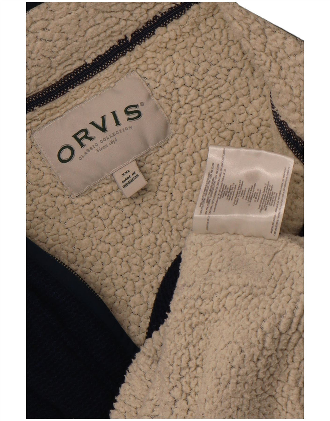 Orvis Herre Zip Neck Sherpa Sweatshirt Jumper 2XL Navy Blue Polyester