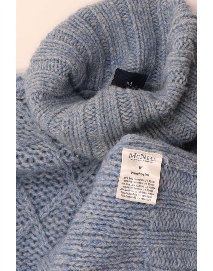 MC Neal Herre Loose Fit Roll Neck Jumper Sweater Medium Blue Flecked
