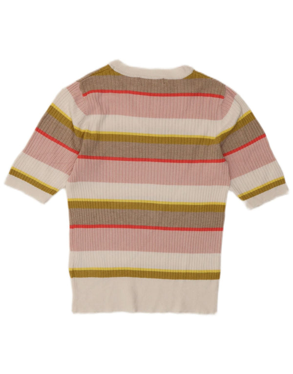 Marks & Spencer Dame Crop T-Shirt Top UK 10 Small Multicolored Striped