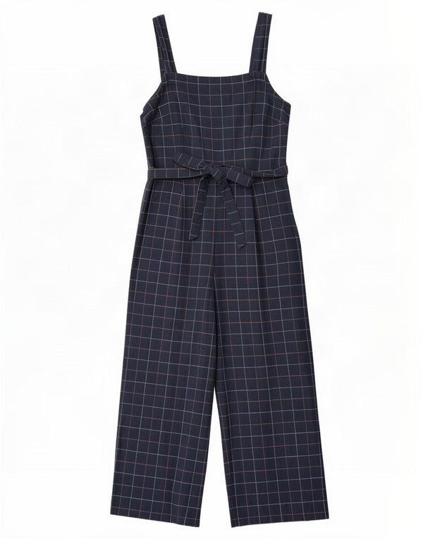 Seasalt Cornwall Dame Petite Jumpsuit UK 12 Medium Navy Blue Ternet Bomuld