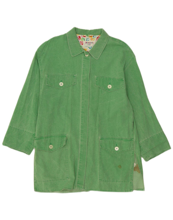 Antonette Dame Loose Fit Denim Coat UK 12 Medium Green Bomuld